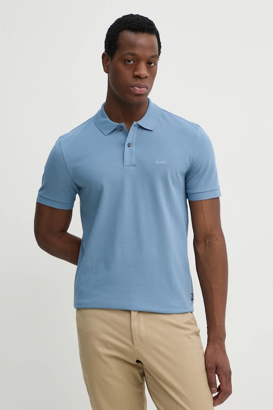 

Хлопковая рубашка-поло pallas BOSS, синий