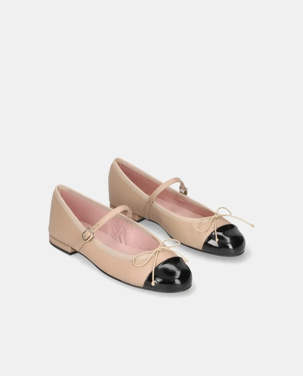 Женские балетки Irma из мягкой кожи с лакированным носком Pretty Ballerinas, бежевый — фото 3
