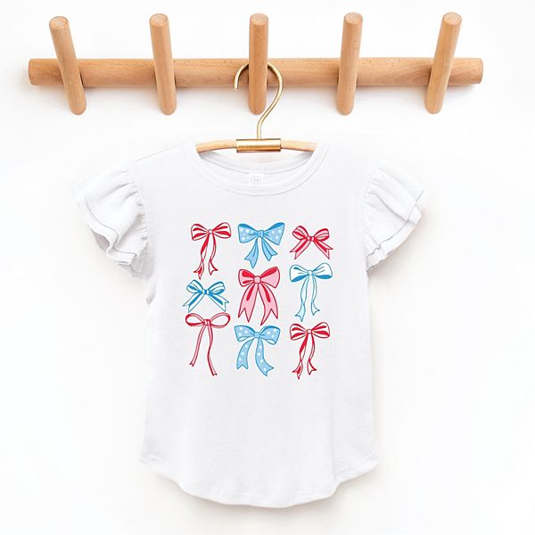 Футболка с рукавами-фонариками и патриотичными бантами The Juniper Shop, White