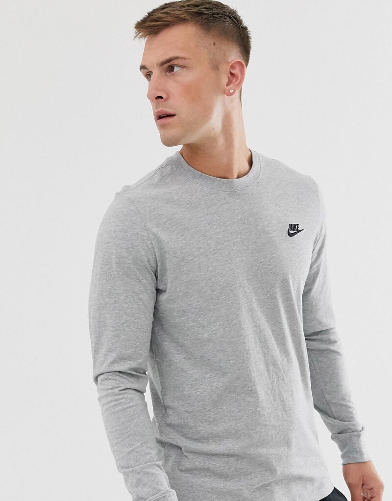 

Серая футболка с длинными рукавами Nike Club