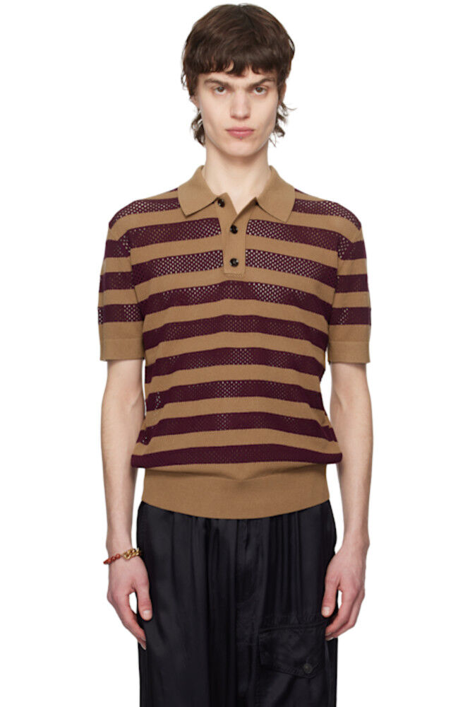

Поло в бежево-бордовую полоску Dries Van Noten