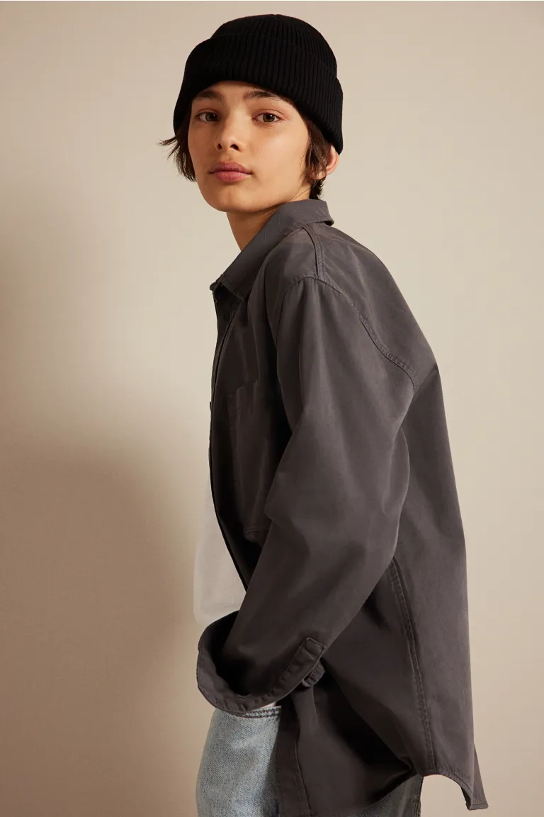 

Рубашка с длинным рукавом H&M, серый