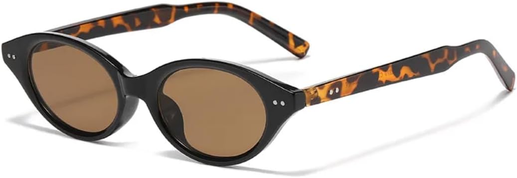 

Солнцезащитные очки с защитой от УФ-излучения UV400 | Маленькая оправа, овальная, в стиле панк с заклепками | для женщин и мужчин, для занятий спортом на открытом воздухе и вождения DSVIGF, Black-brown