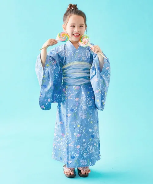 Платье-кимоно Yukata dress детское с поясом, черное, бренд devirock — фото 2