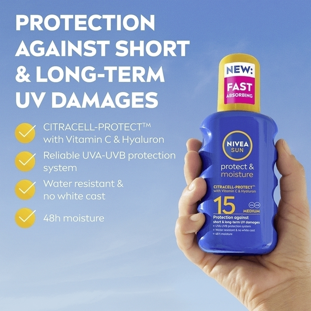 Солнцезащитный спрей с защитой от солнца и увлажнением SPF 15 Nivea, 200 мл — фото 2