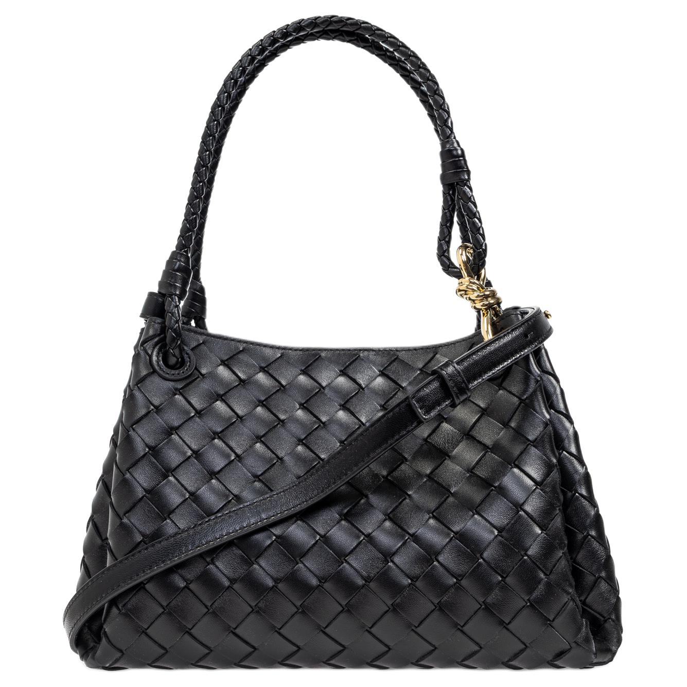 

Bottega Veneta Кожаная женская сумка через плечо среднего размера черная