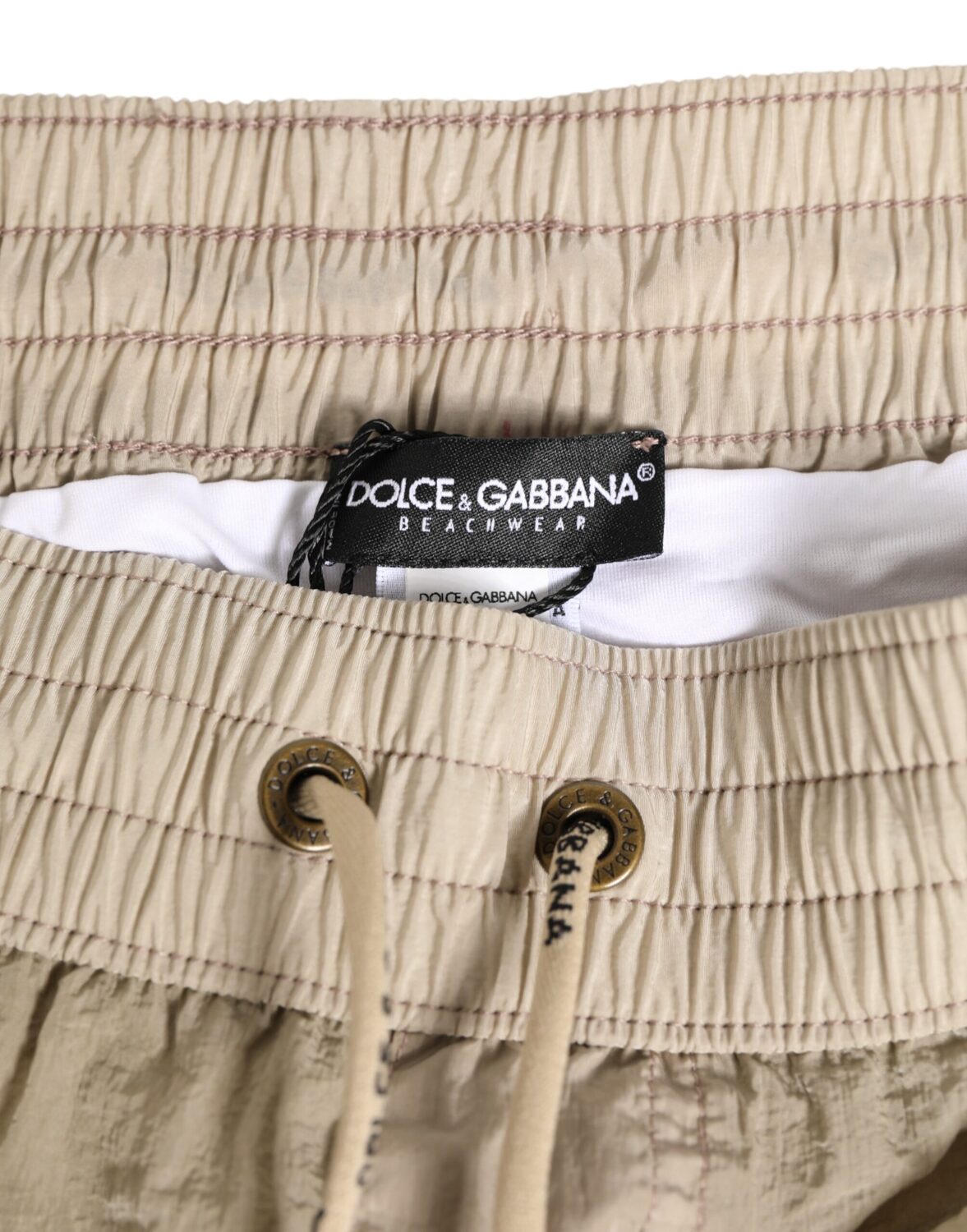 Бежевый нейлоновый пляжный купальник-боксер для мужчин Dolce & Gabbana — фото 2