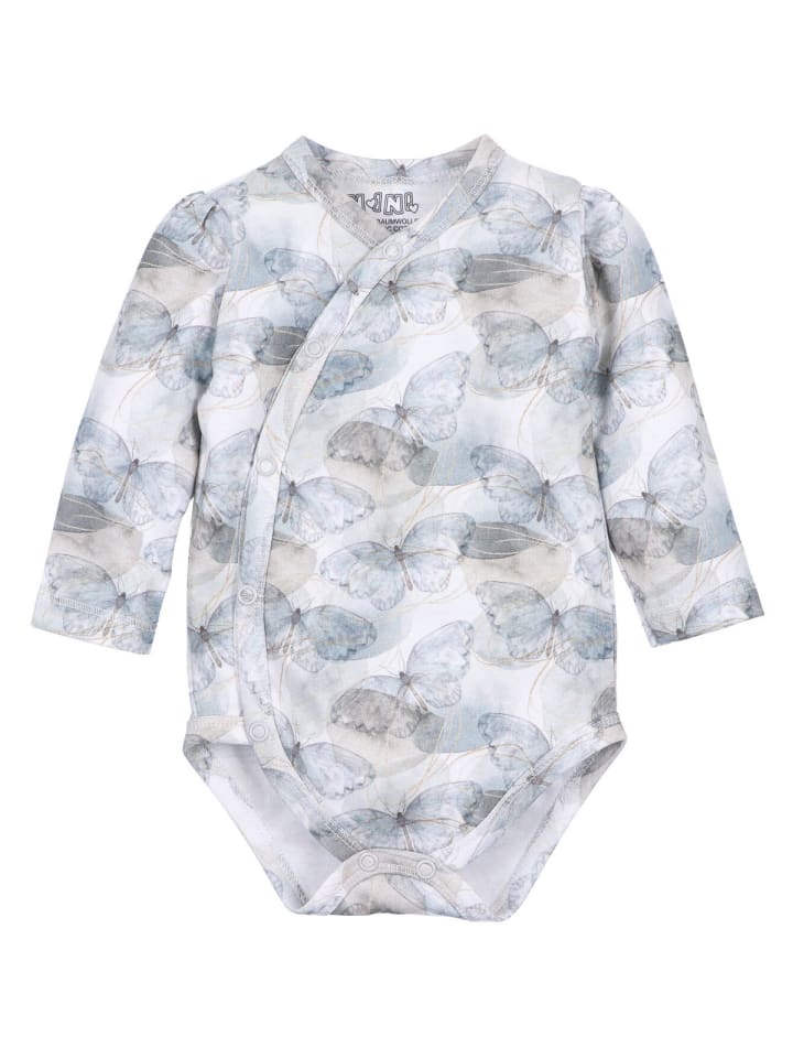 

Nini Боди с длинными рукавами и рисунком бабочек, белого цвета