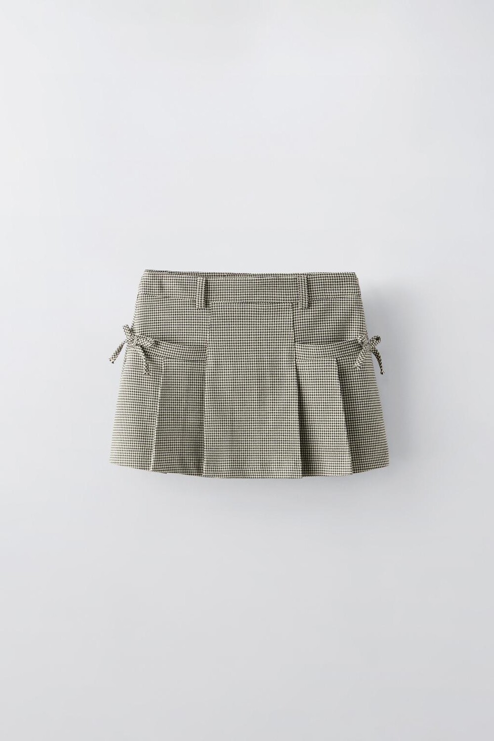 

Юбка с бантом в узор «гусиная лапка» ZARA, экрю/черный