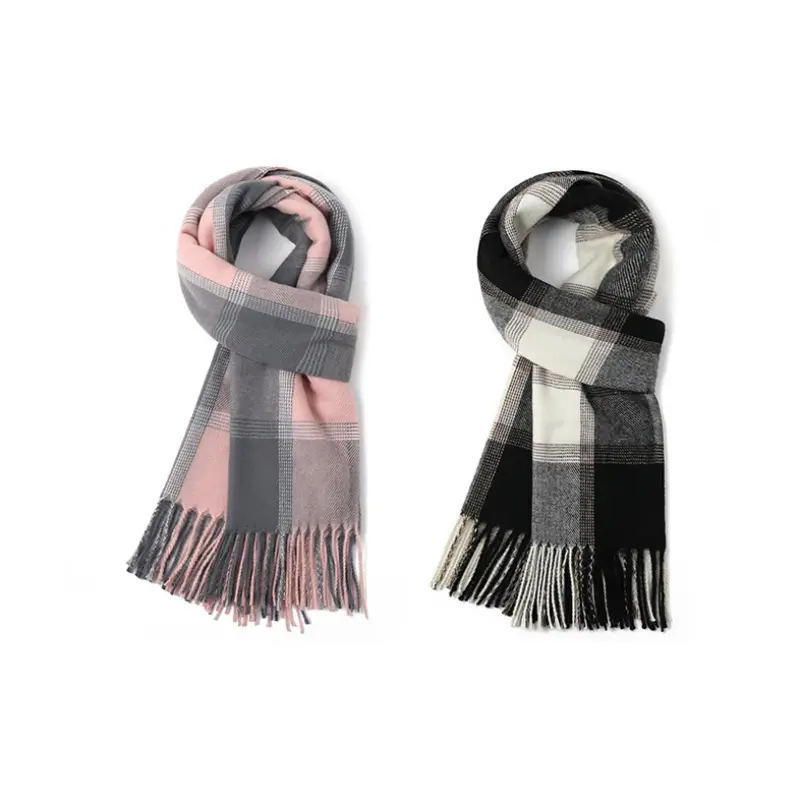 

FREE RABBITⅡ Вязаный шарф унисекс, 2 Pack (Black Gray+Pink Gray)