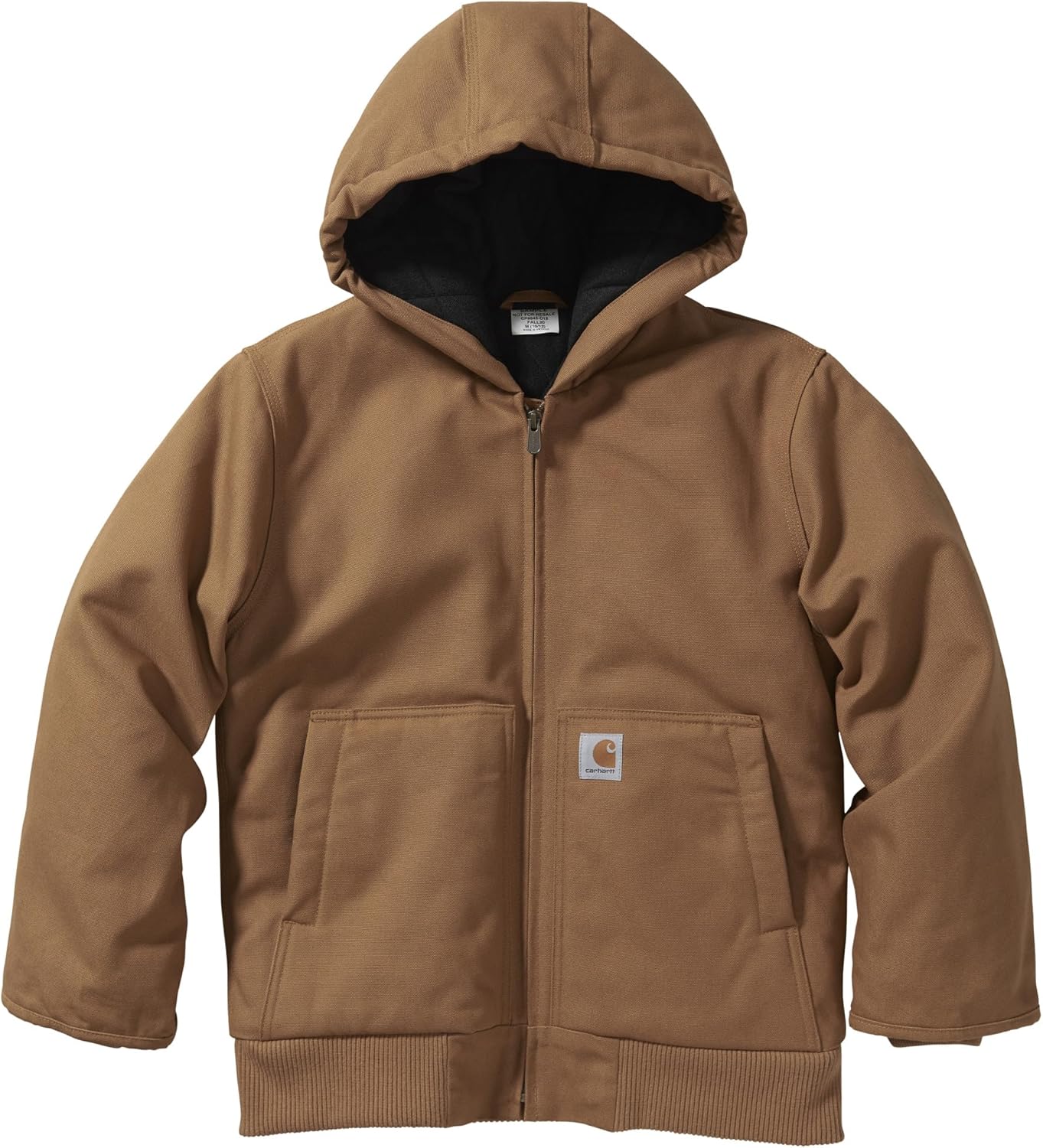 

Carhartt Boys' Flannel-Lined Hooded Canvas Insulated Zip-Up Jacket, Carhartt Brown