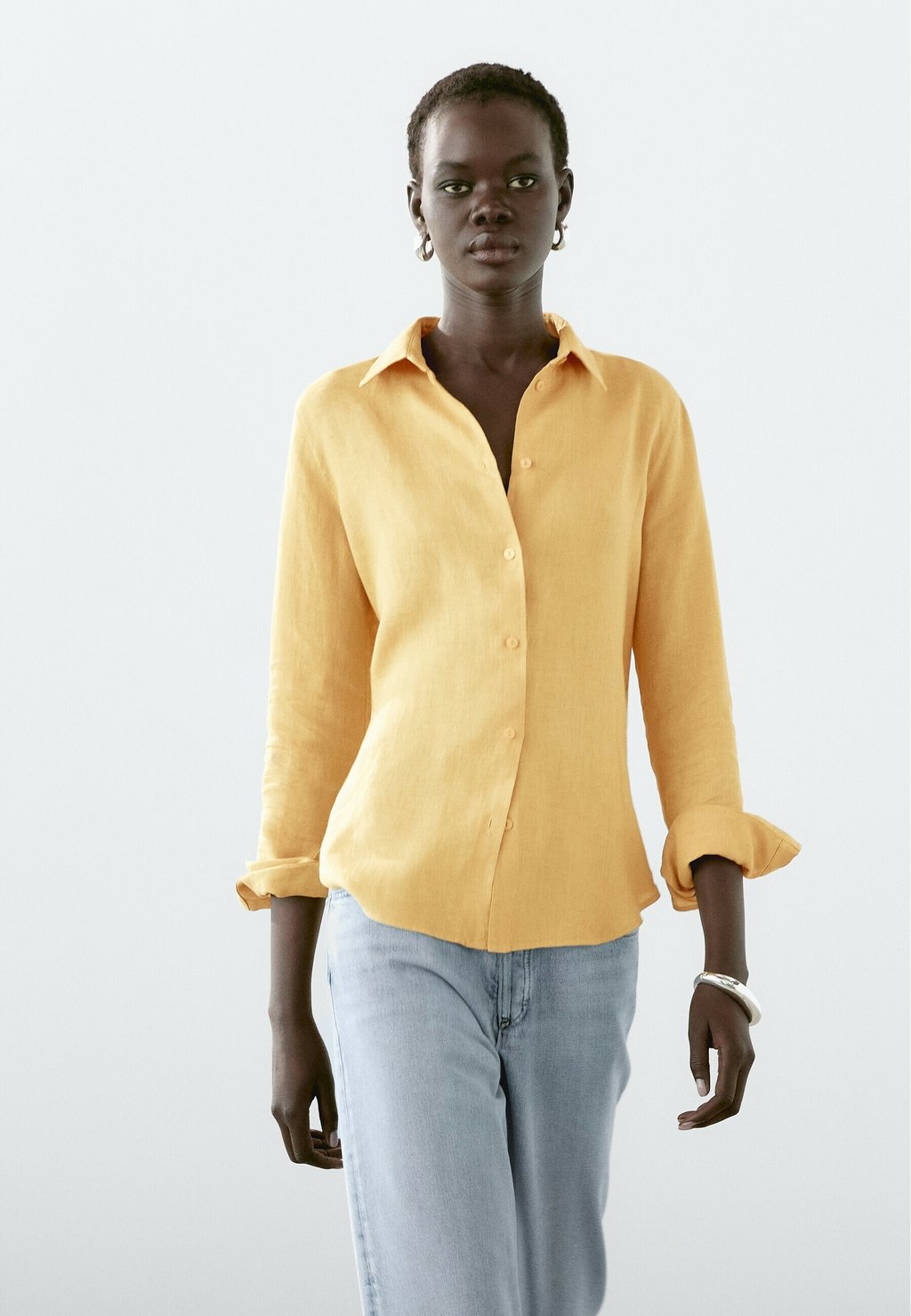 

Блузка на пуговицах FLOWING Massimo Dutti, Mustard Yellow
