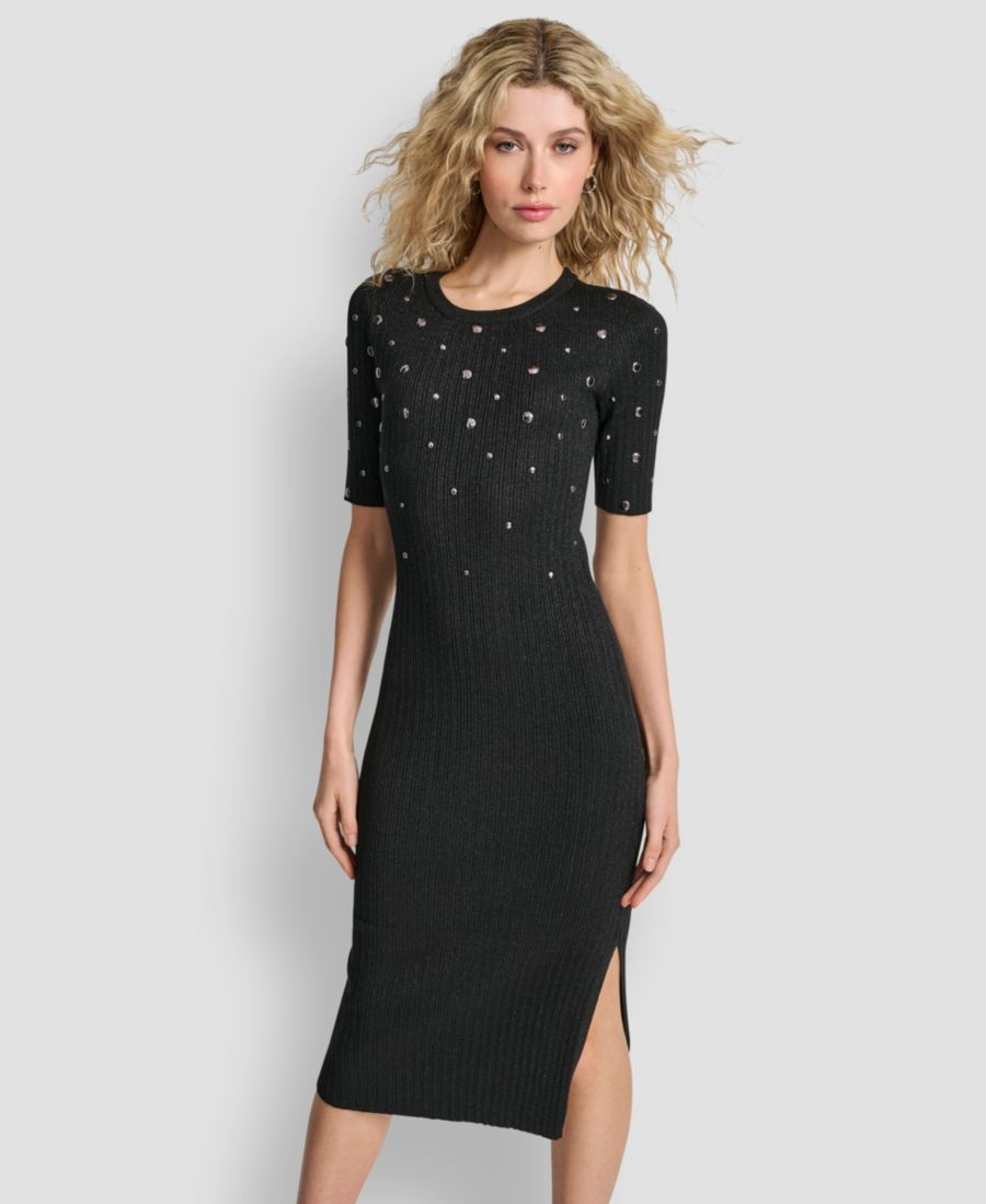 

Женское платье-свитер с заклепками DKNY, Black