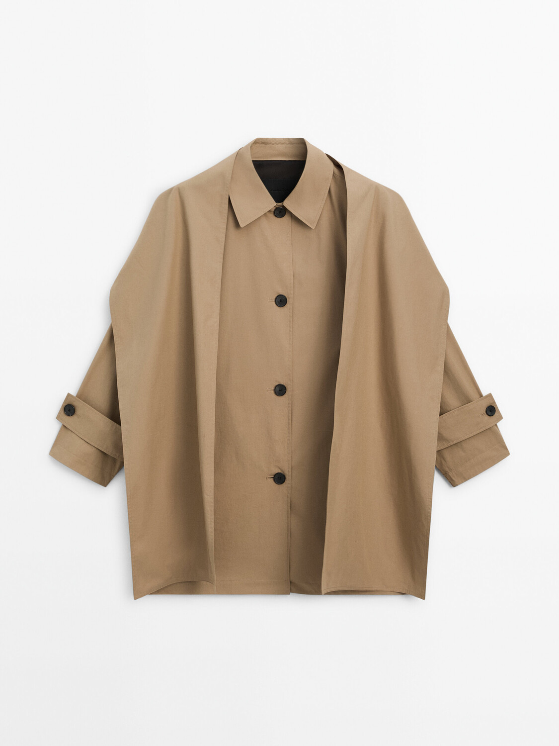 

Хлопковый тренч с шарфом Massimo Dutti, коричневый