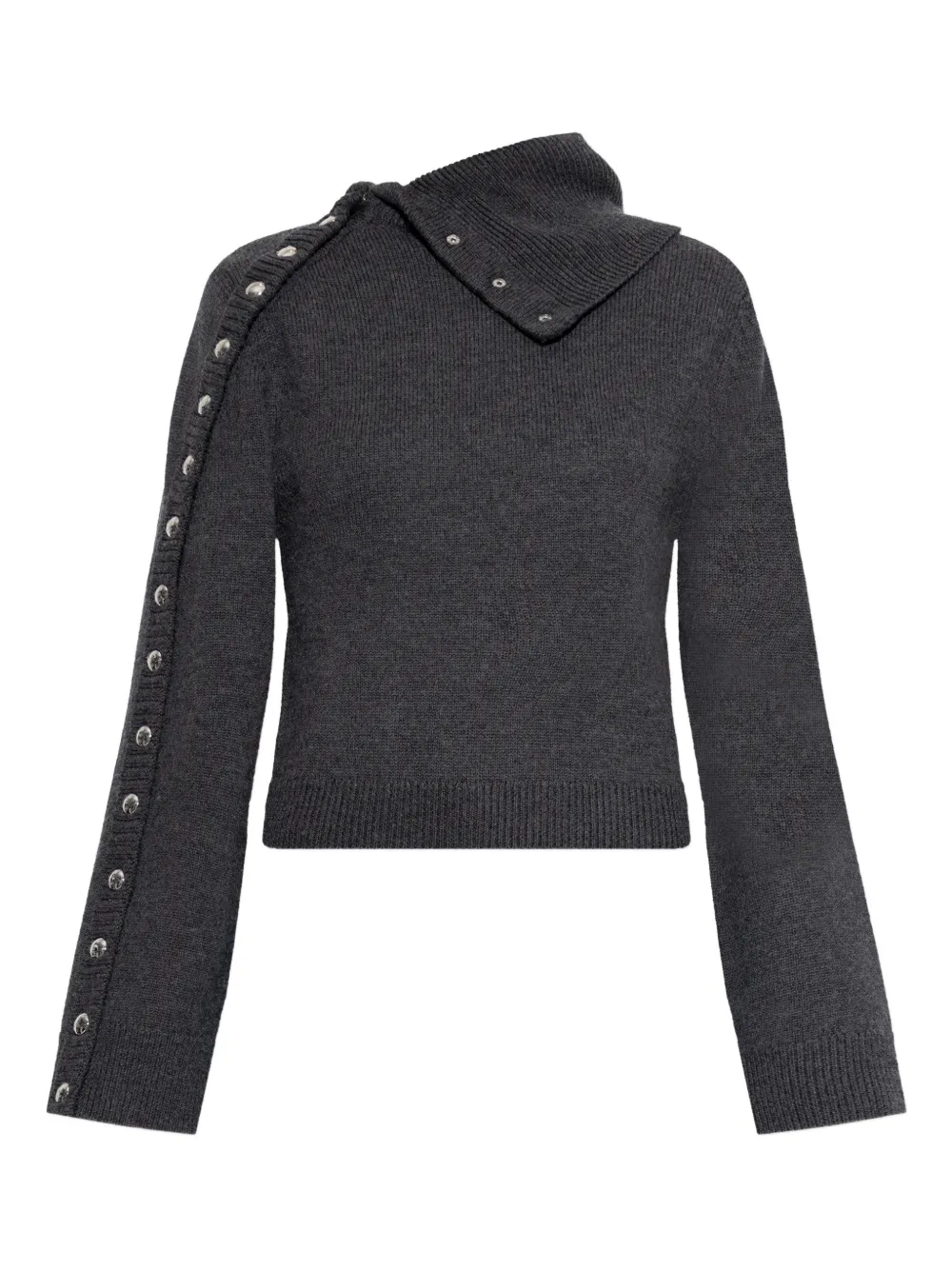 

Вязаный свитер с высоким воротником на пуговицах Iro, серый