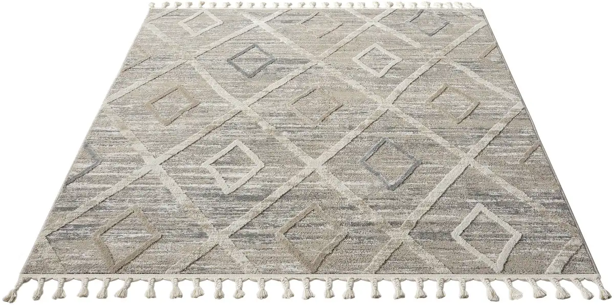 

Ковер andas ""Otilie", прямоугольный, плотный, имитация шерсти, бохо, с бахромой и ромбами, Scandi 80х150 см, коричневый