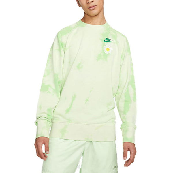 Толстовка Men's Nike Sportswear Tie Dye Daisy Embroidered Round Neck Bright Green, зеленый — фото 4