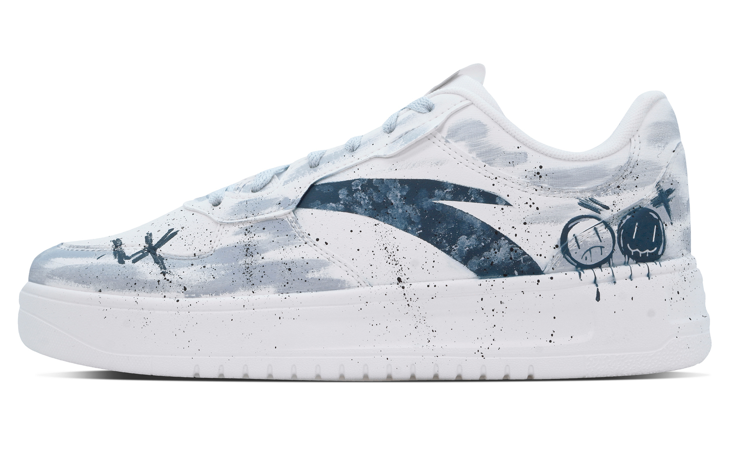 

ANTA Скользостойкие амортизирующие кроссовки Low Top для скейтбординга мужские White Blue