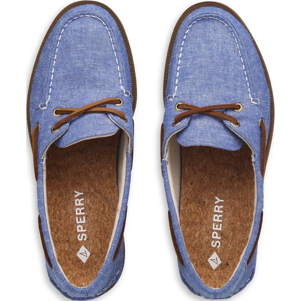 Оригинальные легкие ботинки для лодки на 2 глазка Sperry, french blue chambray — фото 4