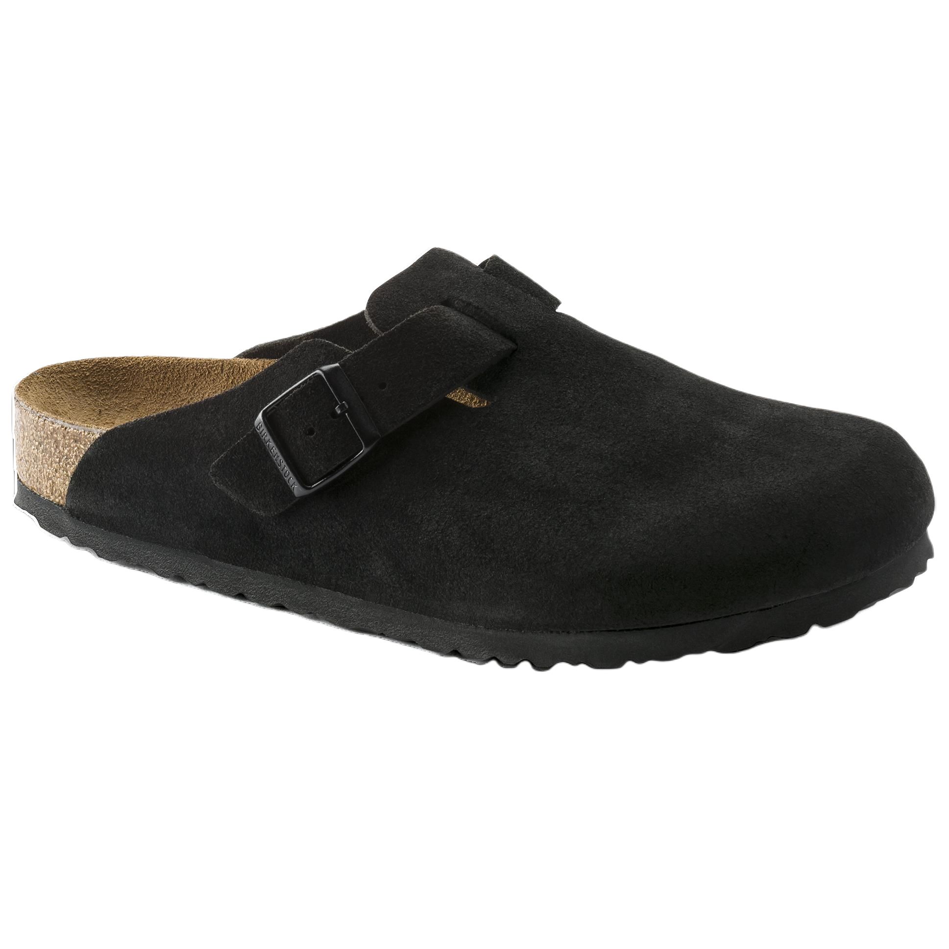 Бостонская замшевая модель Birkenstock 'Black' с мягкой стелькой — фото 2