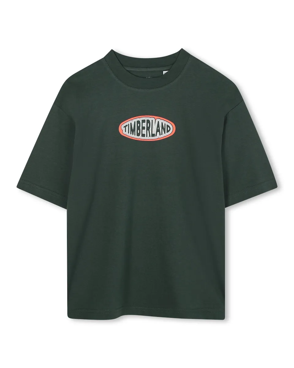 

Детская футболка зеленого цвета из хлопка Timberland