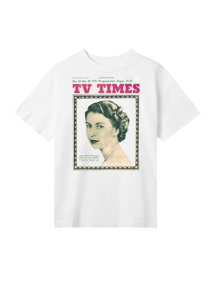 

Футболка TV Times с изображением королевы Елизаветы II 1957 года в оттенке белого F4NT4STIC, Белый, Футболка TV Times с изображением королевы Елизаветы II 1957 года в оттенке белого F4NT4STIC
