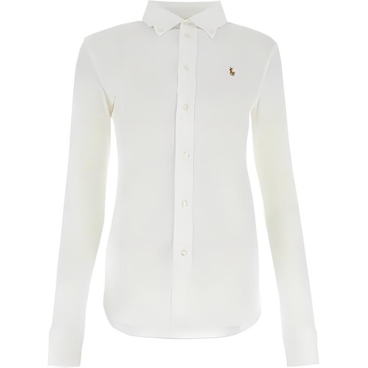 Белая поло с вышитым логотипом и пуговицами Polo Ralph Lauren — фото 2