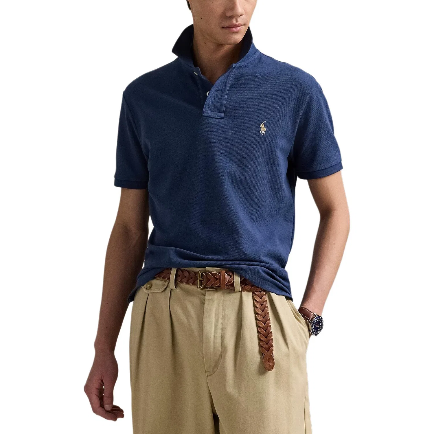 Поло хлопковое Polo Ralph Lauren Marine Blue — фото 3