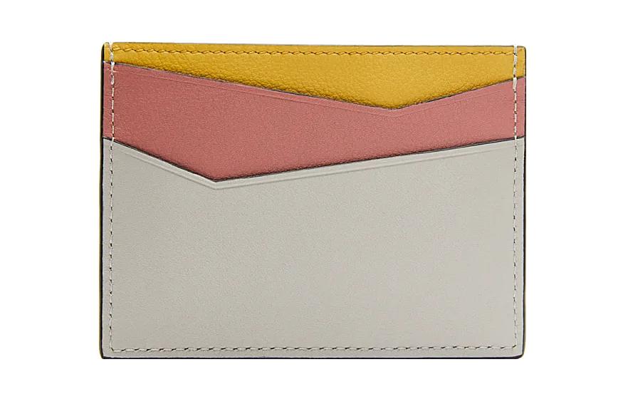 LOEWE Кожаный картхолдер для женщин в нежно-сером и персиково-розовом цвете — фото 2