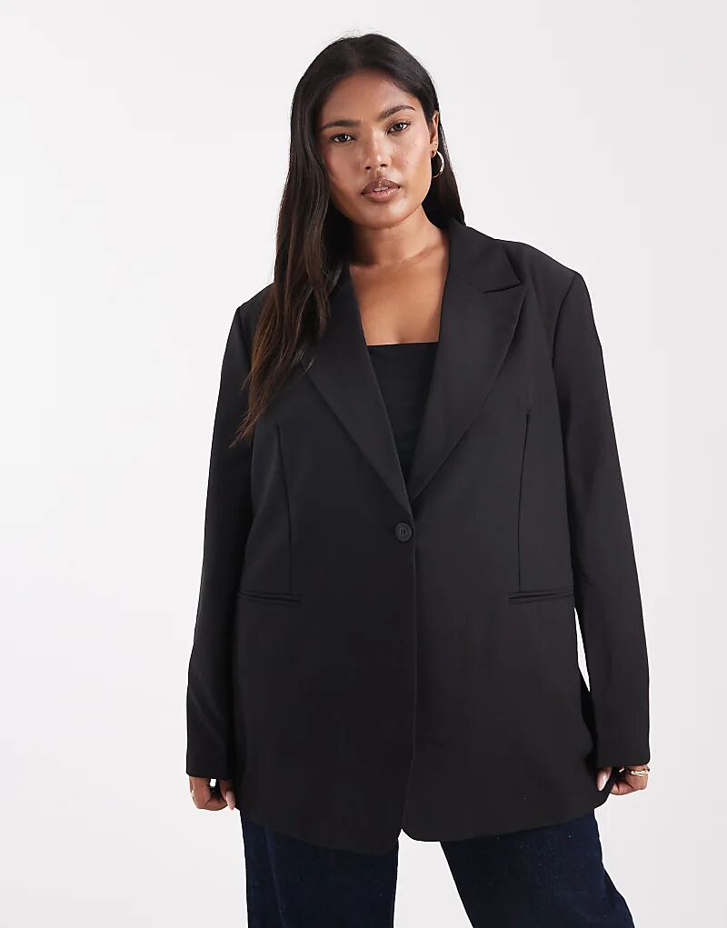 

Свободный пиджак ASOS DESIGN Curve черного цвета