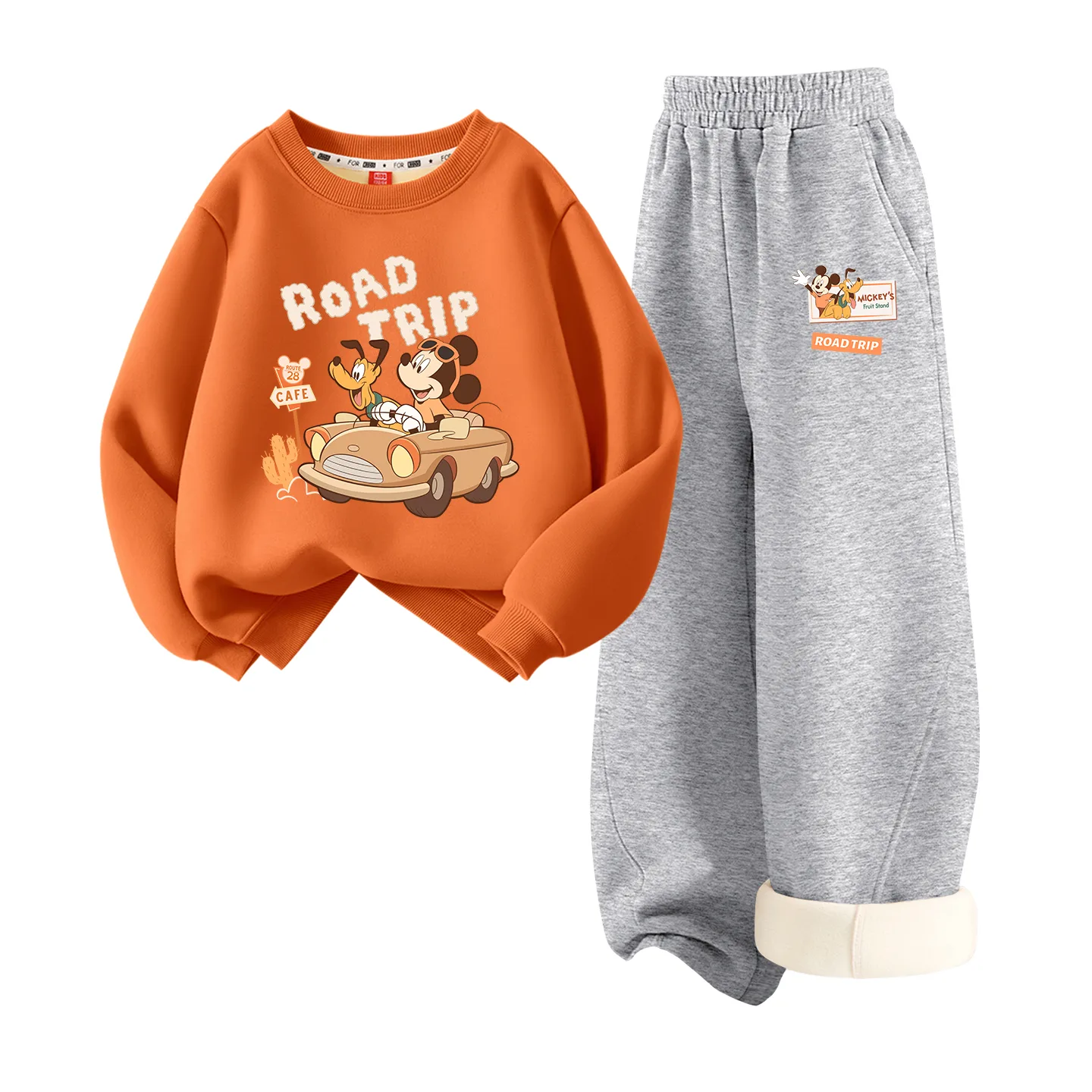 Детский спортивный костюм с круглым вырезом Disney, [Thickened and Fleece-Lined]Indigo Blue+Indigo K Navy Blue — фото 3