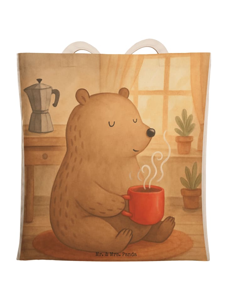 

Mr. & Mrs. Panda Сумка-шоппер с изображением медведя и надписью «Утренний кофе» (без слогана), белого цвета