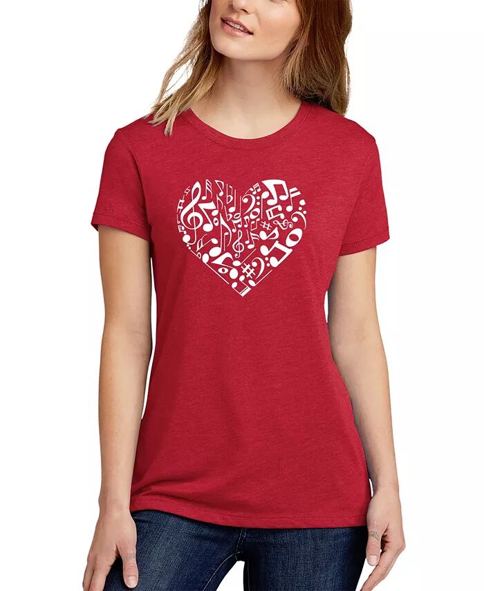 

Женская футболка Premium Blend Word Art Heart Notes LA Pop Art, красный