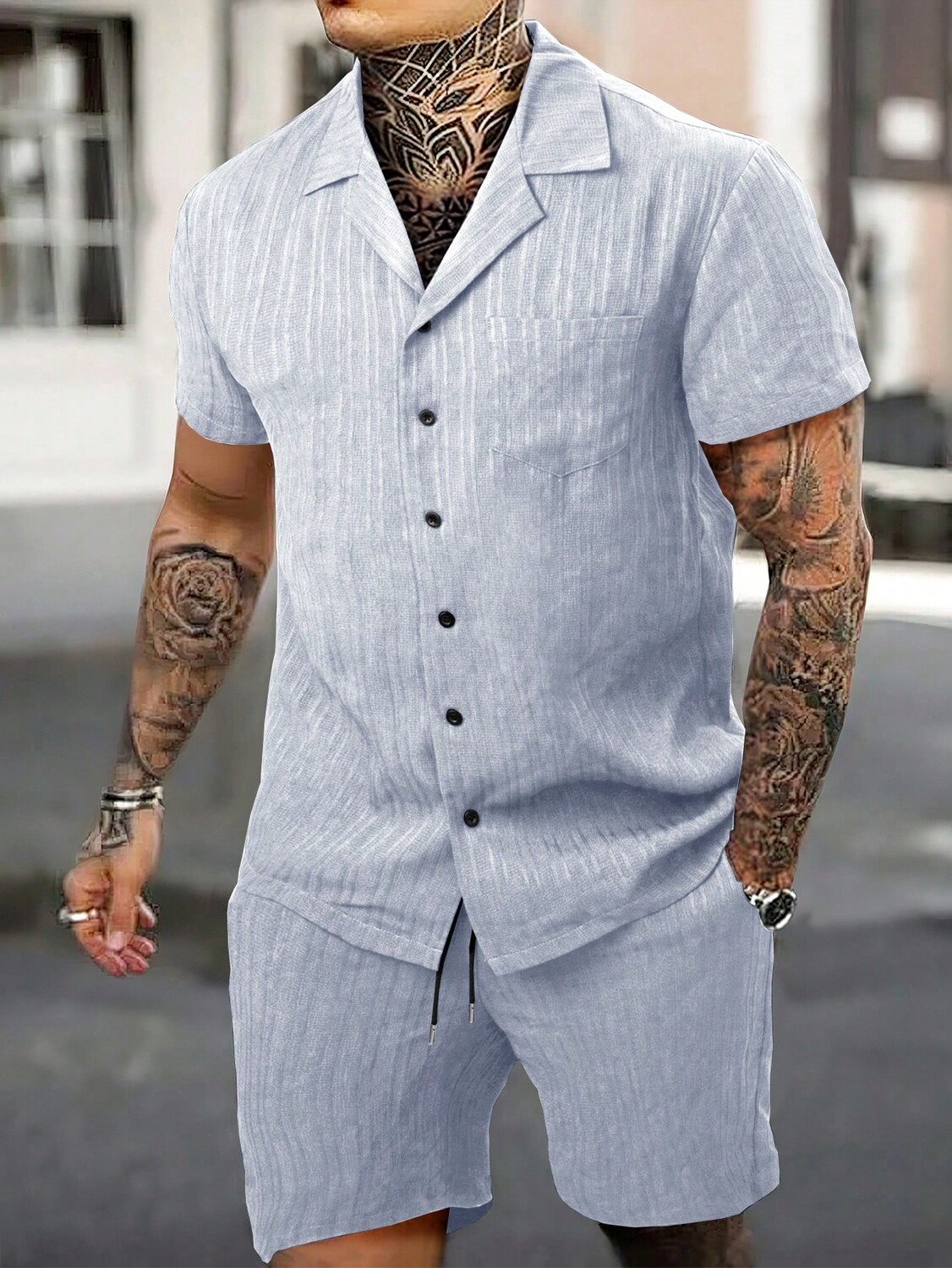 

Рубашка мужская и шорты Manfinity Homme, светло-серый