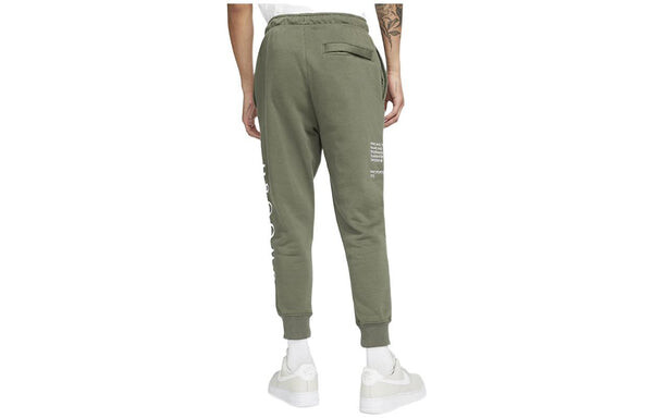 Брюки men's printing brand logo solid color lacing bundle feet casual sports pants/trousers/joggers autumn green Nike, мультиколор — фото 2