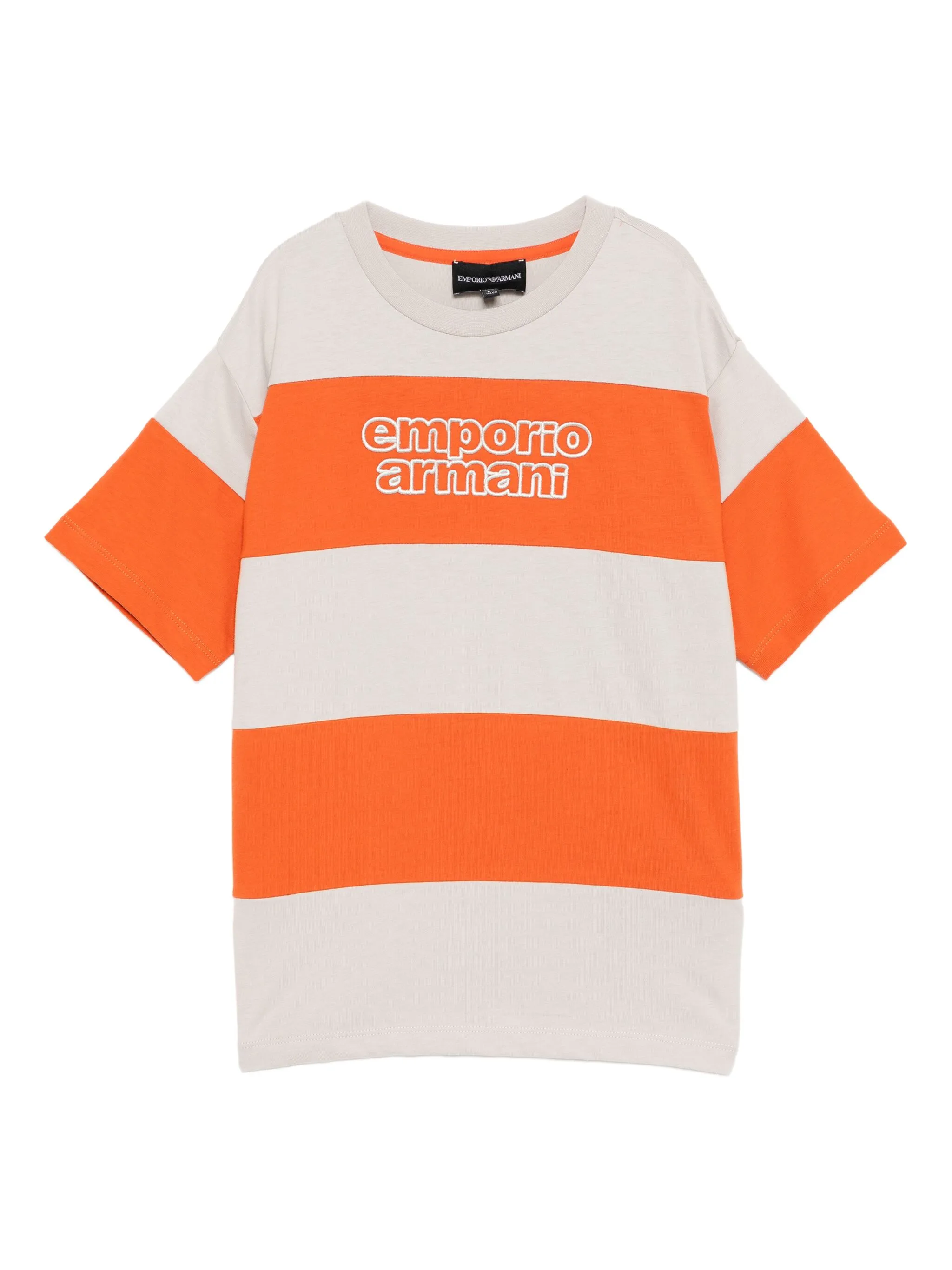 

Полосатая футболка с вышитым логотипом Emporio Armani Kids, оранжевый