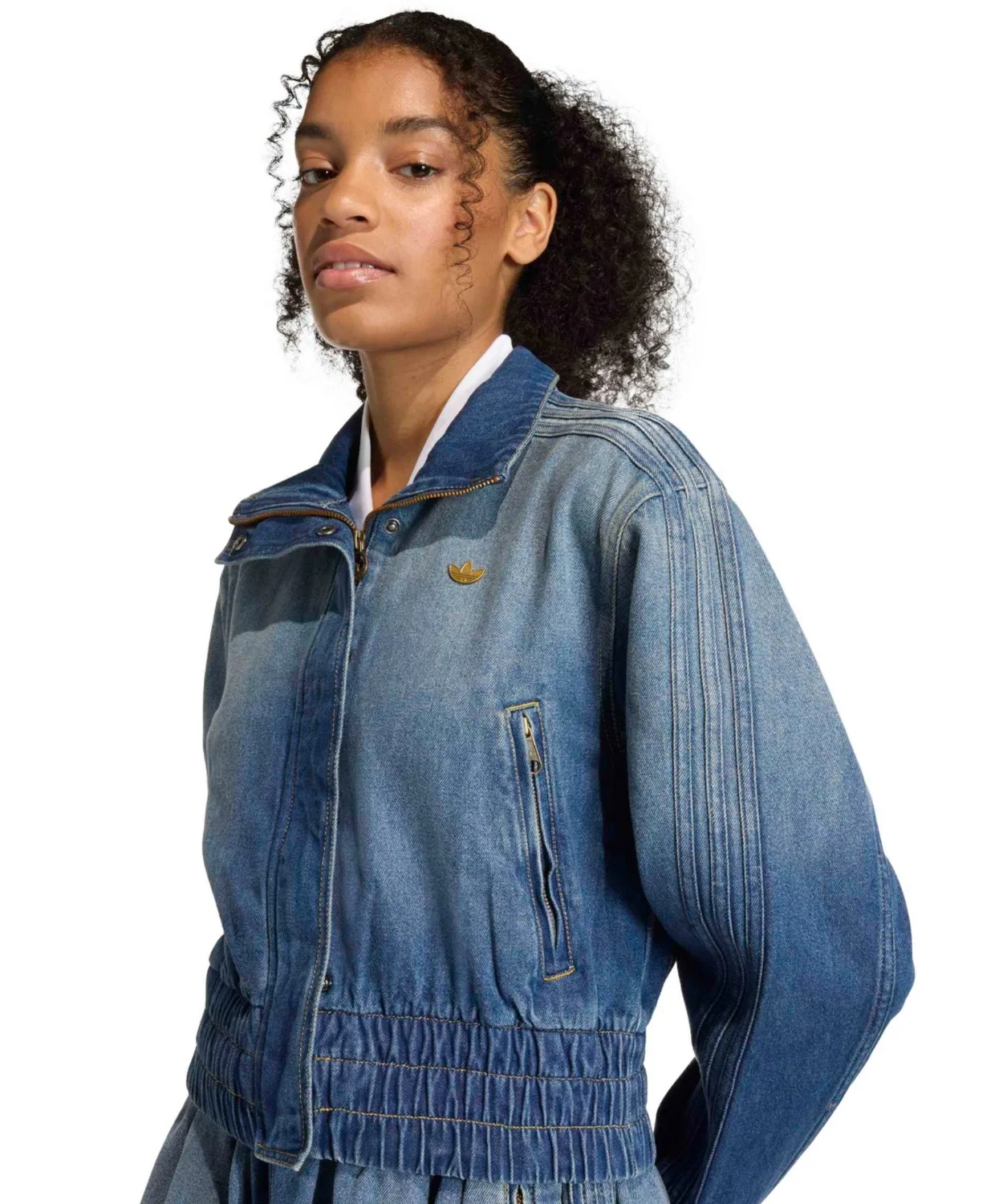 Джинсовая куртка-трактор adidas DENIM TRACKTOP, светлоголубой — фото 3