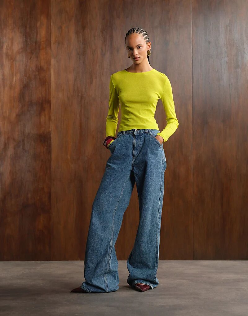 

Полупрозрачный лонгслив с длинными рукавами ASOS DESIGN яблочно-зеленого цвета