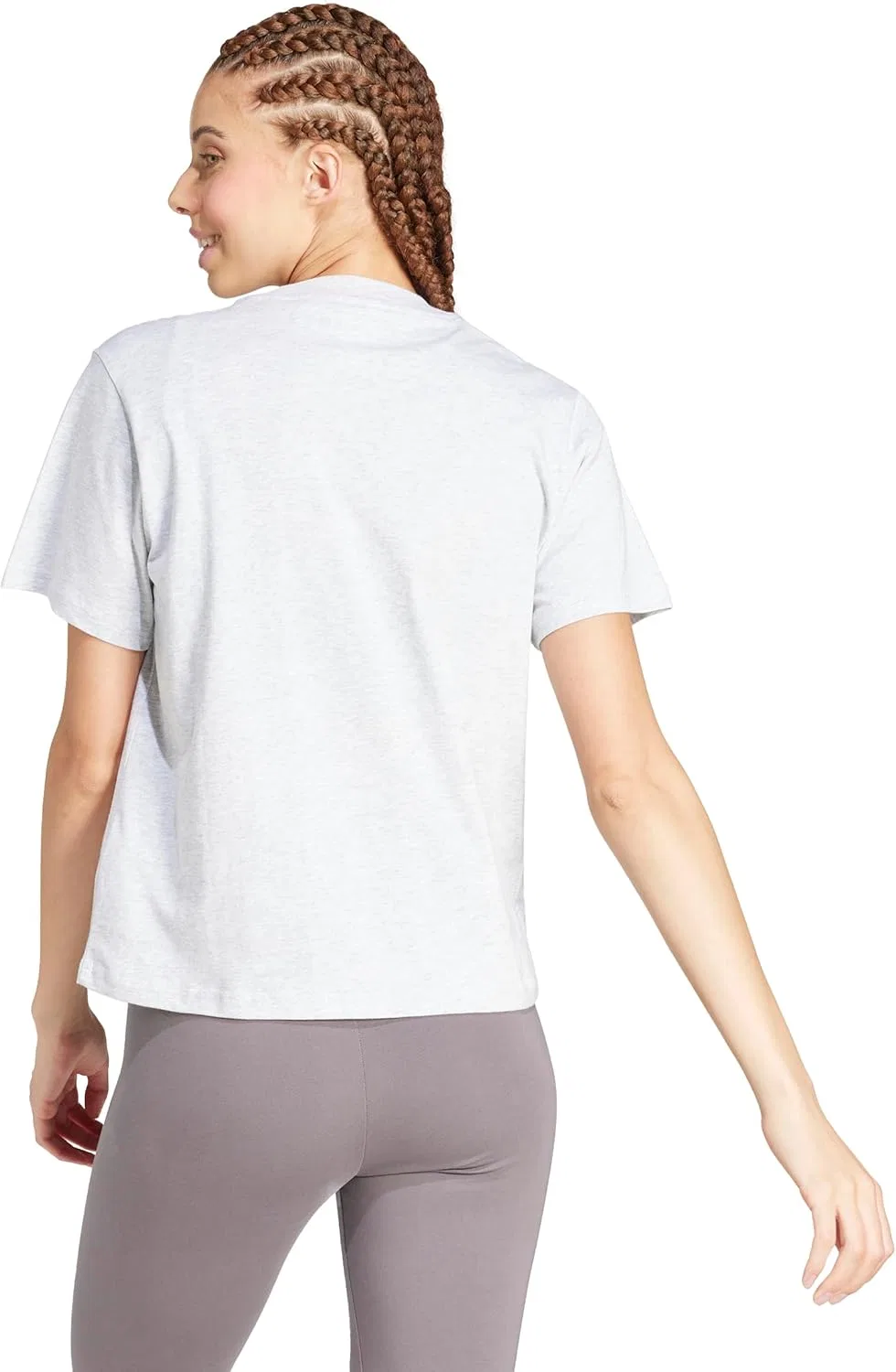 Футболка хлопковая adidas Light Grey Heather/White — фото 4
