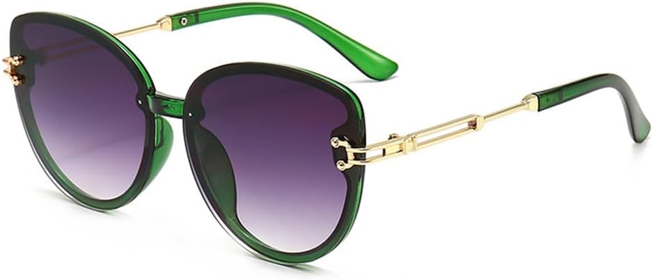 

Модные солнцезащитные очки «кошачий глаз» для женщин и мужчин, для активного отдыха, градиентные солнцезащитные очки с металлической оправой, черные, синие, красные, с защитой от УФ-излучения UV400 KTUCN, Green