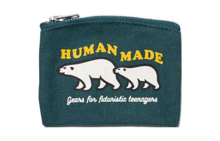 

HUMAN MADE Хлопковый кошелек-держатель для карт, унисекс, зеленый