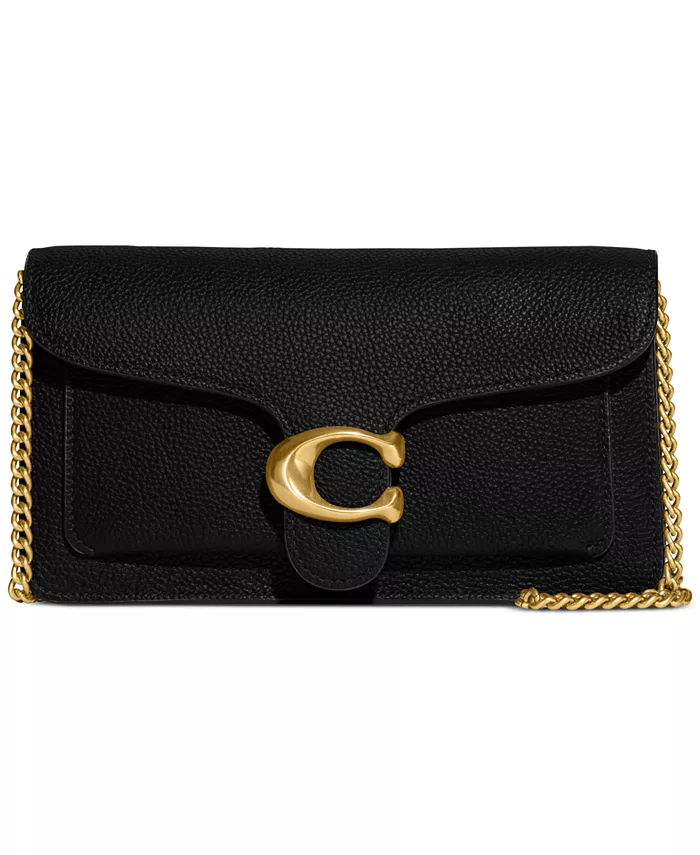 

Кожаный клатч Tabby Chain с цепочкой цвета полированного камня COACH, черный
