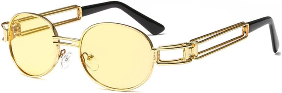 

Солнцезащитные очки LVTFCO Fashion Round для женщин и мужчин, винтажная металлическая оправа, стиль стимпанк, солнцезащитные очки для мужчин, защита от УФ-излучения UV400, C5 Gold-yellow