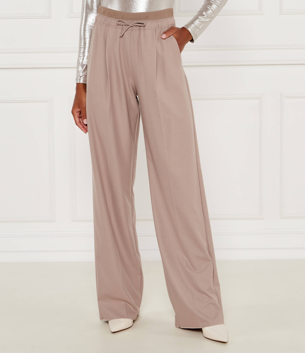 

Брюки Marella SPORT flare fit, бежевый