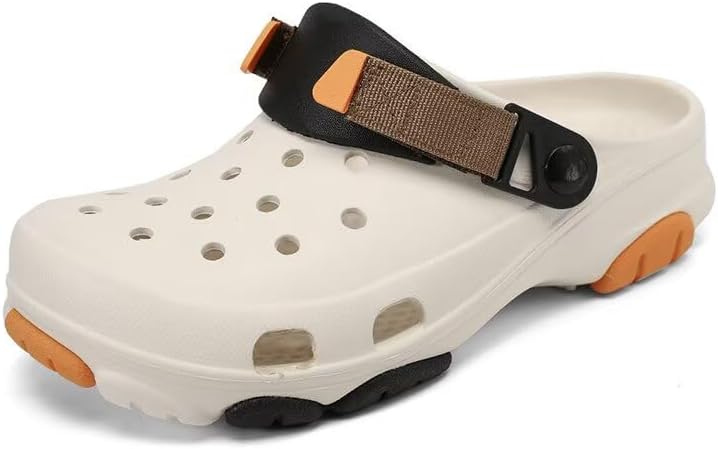 

Унисекс сабо с поддержкой свода стопы- легкие и удобные садовые туфли на липучке для мужчин и женщин, идеальные для улицы, пляжа, повседневной ходьбы и использования дома Lewhosy, белый/оранжевый