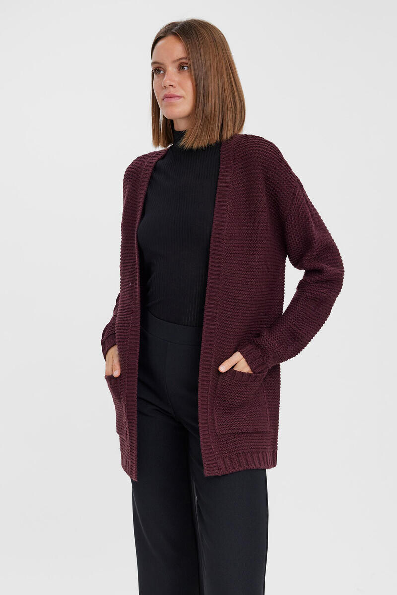 

Женский кардиган на пуговицах с длинными рукавами Vero Moda, темно-красный