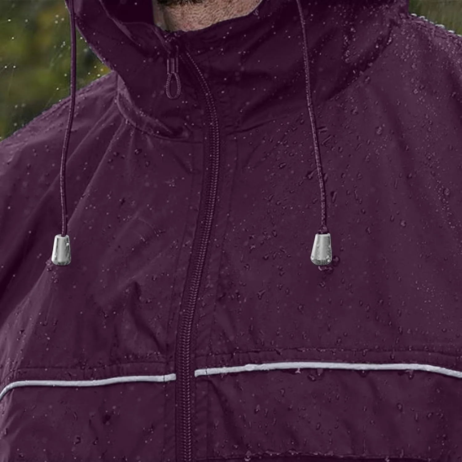 Легкая ветровка для мужчин, водонепроницаемая, для активного отдыха на природе, дождевая куртка на молнии с капюшоном, для бега, верхняя одежда Generic, фиолетовый — фото 4