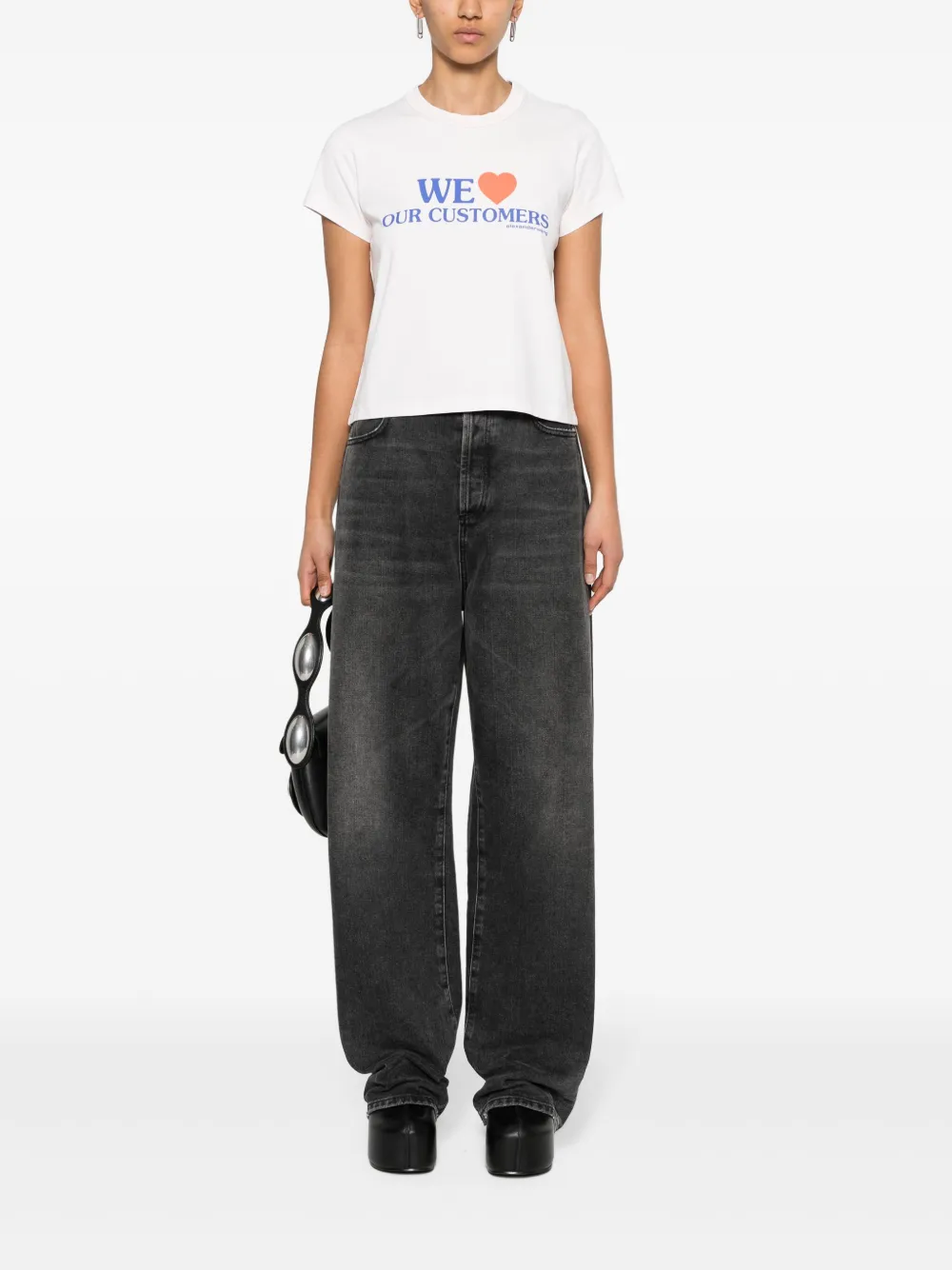 Укороченная футболка с надписью Alexander Wang, розовый — фото 2