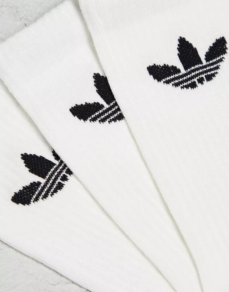 Набор из 6 белых носков adidas Originals trefoil с логотипом в виде трилистника — фото 4