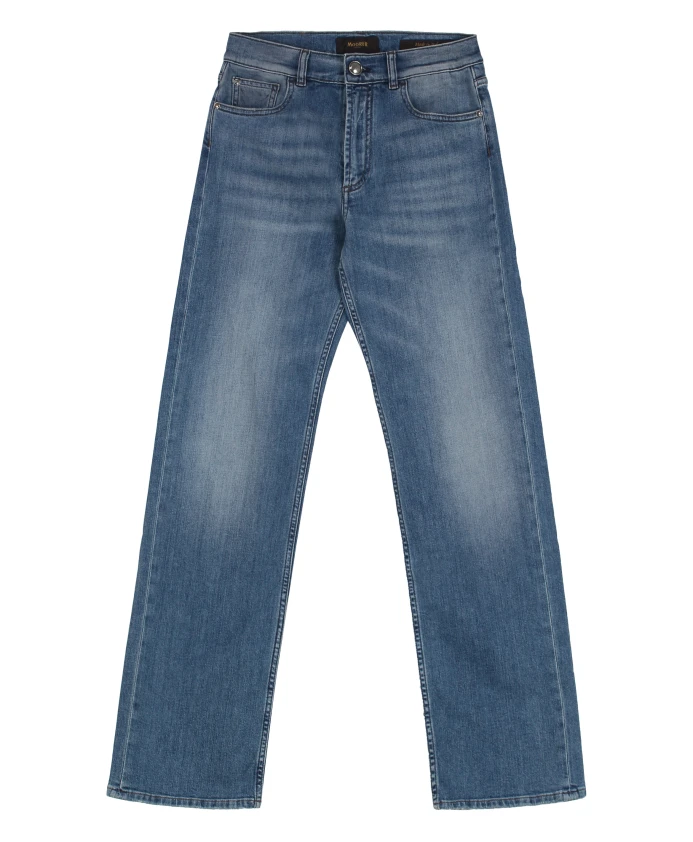 

Прямые джинсы с кожаным логотипом Moorer, синий